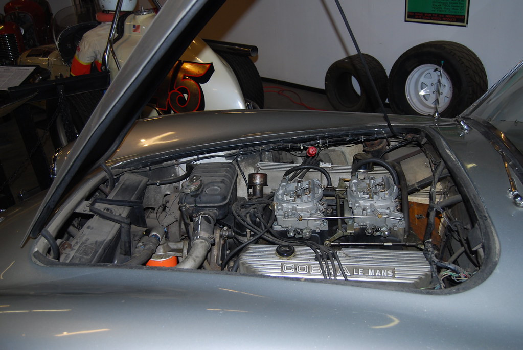 Engine bay detail with battery and ignition leads