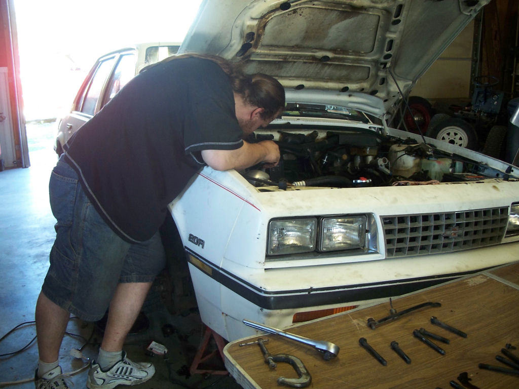 Workshop engine repair in progress